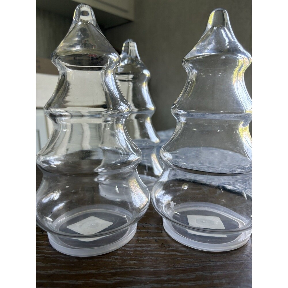 Rare Vintage Libbey Glass Crystal Creations Christmas Tree Jar Complete Set of 3 - Picture 4 of 6